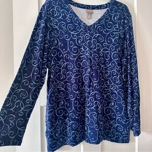 Blue swirl Chicos long sleeve top